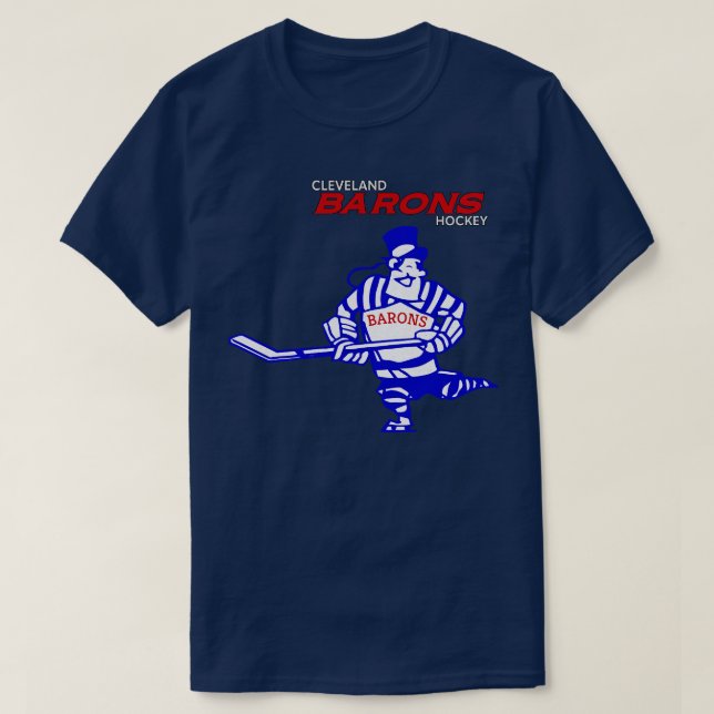 Defunct Barons Hockey 1977 T-Shirt (Design Front)