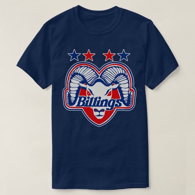 Defunct Billings Bighorns Hockey Team T-Shirt (Design Front)