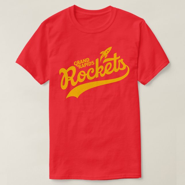 Defunct Grand Rapids Rockets Hockey Team T-Shirt (Design Front)