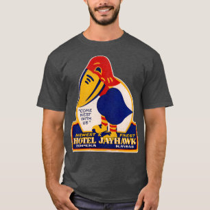 Defunct Hotel Jayhawk Topeka Kansas Luggage Label T-Shirt