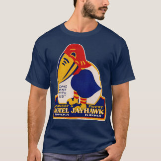 Defunct Hotel Jayhawk Topeka Kansas Luggage Label T-Shirt