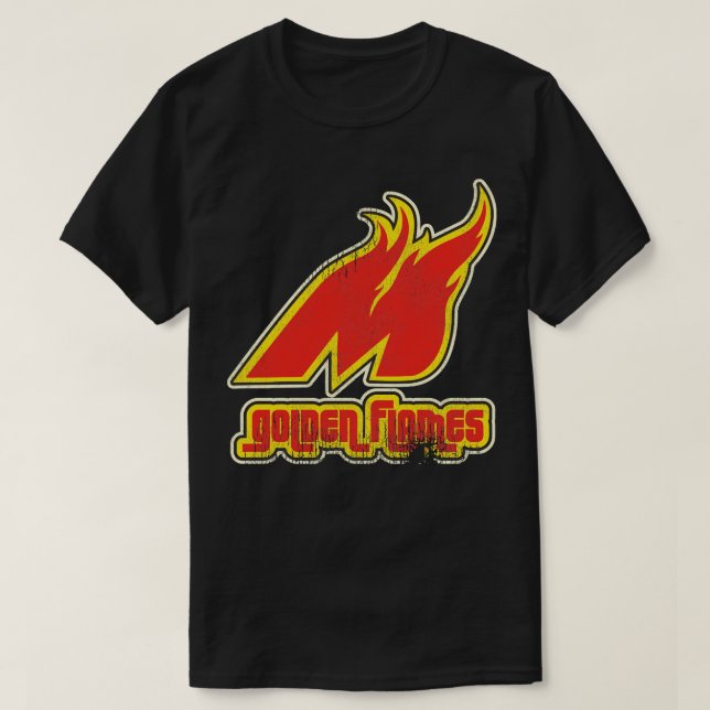 Defunct Moncton Golden Flames Hockey Team T-Shirt (Design Front)