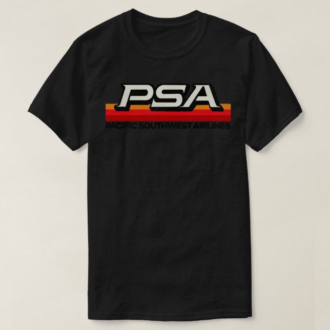 Defunct PSA Airlines 70s 80s Pacific California T-Shirt (Design Front)