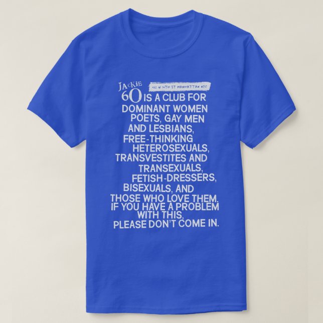 Defunct RULES 90s Gay Trans Nightclub T-Shirt (Design Front)