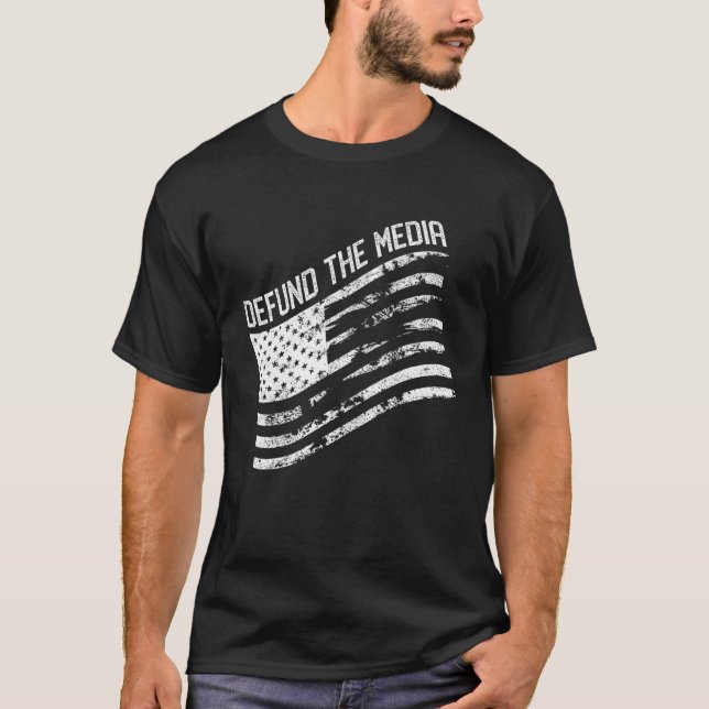 Defund The Media Anti Fake News Social Distance US T-Shirt (Front)