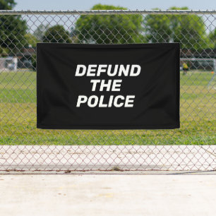 Defund The Police black white modern typography Banner