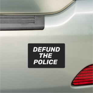Defund The Police black white modern typography Car Magnet