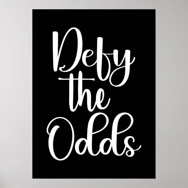 Defy The Odds - Hustle, Gym, Success Motivational Poster (Front)