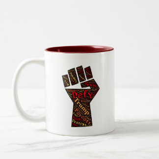 DEFY TRUMP FIST TWO-TONE COFFEE MUG