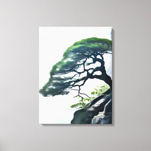 Defying the Odds: Bonsai Tree on the Cliff Canvas Print