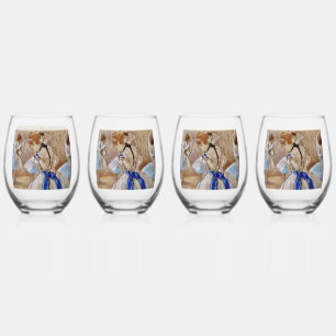Dega’s Dancer With Blue Ribbon Stemless Wine Glass