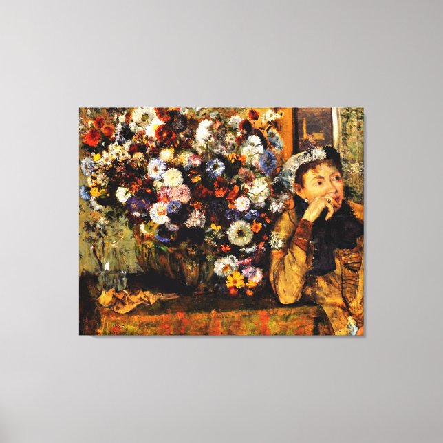 Degas - A Woman Seated Beside a Vase of Flowers Canvas Print (Front)