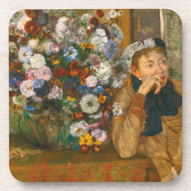 Degas A Woman Seated Beside a Vase of Flowers Coaster (Front)