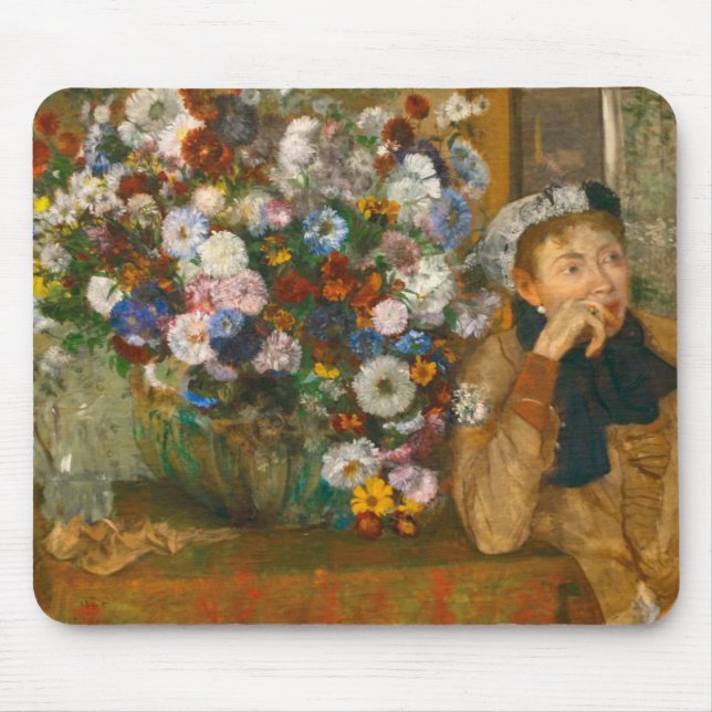 Degas A Woman Seated Beside a Vase of Flowers Mouse Mat (Front)