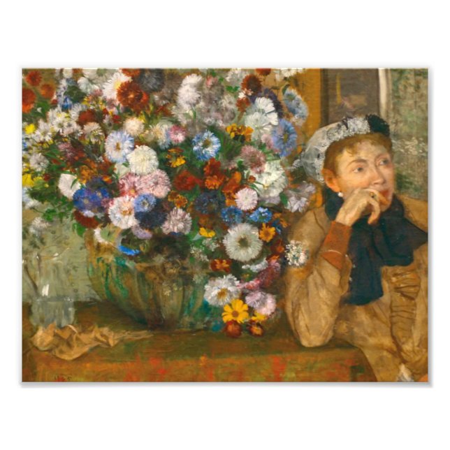 Degas A Woman Seated Beside a Vase of Flowers Photo Print (Front)