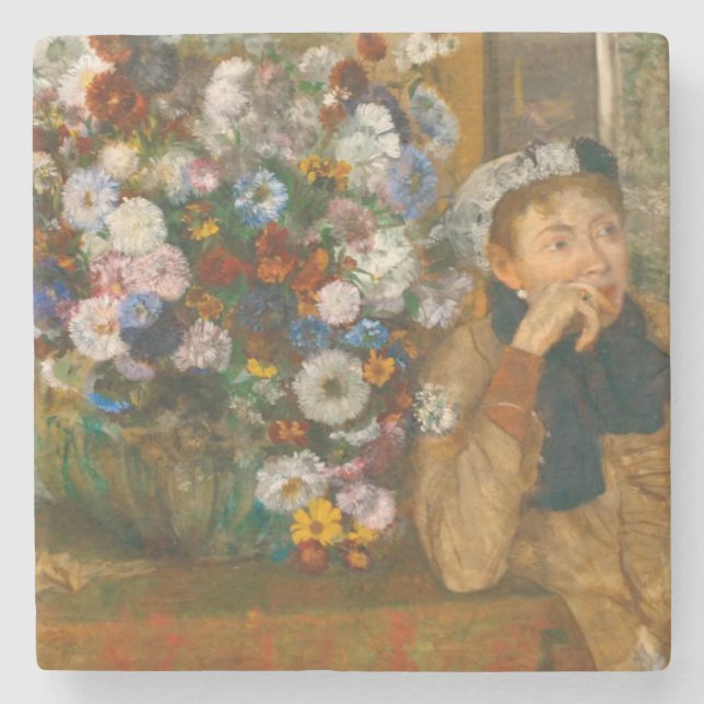 Degas A Woman Seated Beside a Vase of Flowers Stone Coaster (Front)