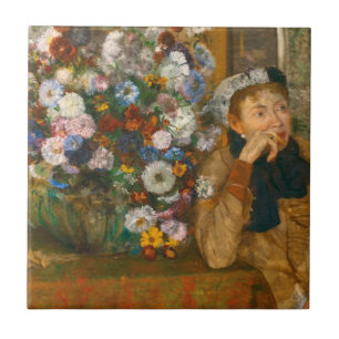 Degas A Woman Seated Beside a Vase of Flowers Tile