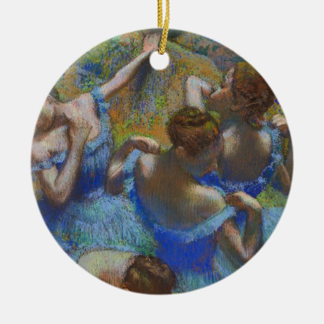 Degas Blue Dancers Pastel Fine Art Masterpiece Ceramic Tree Decoration (Front)