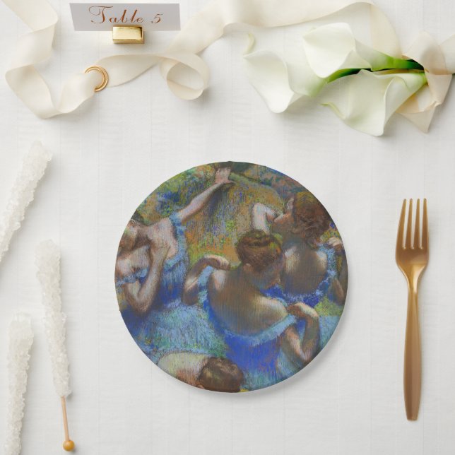Degas Blue Dancers Pastel Fine Art Masterpiece Paper Plate (Wedding)