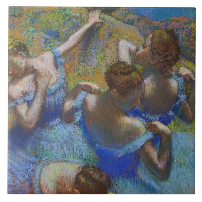 Degas Blue Dancers Pastel Fine Art Masterpiece Tile (Front)