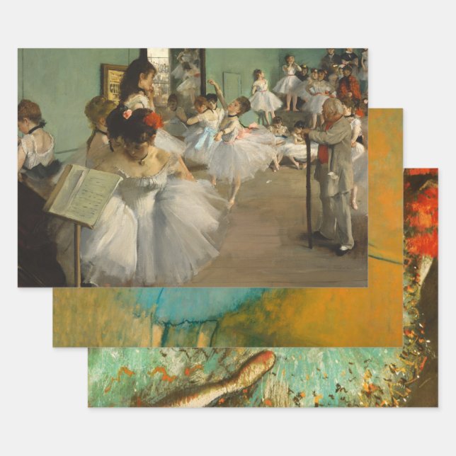 Degas Dance Class Ballet Dancers Ballerina Art Wrapping Paper Sheet (Set)