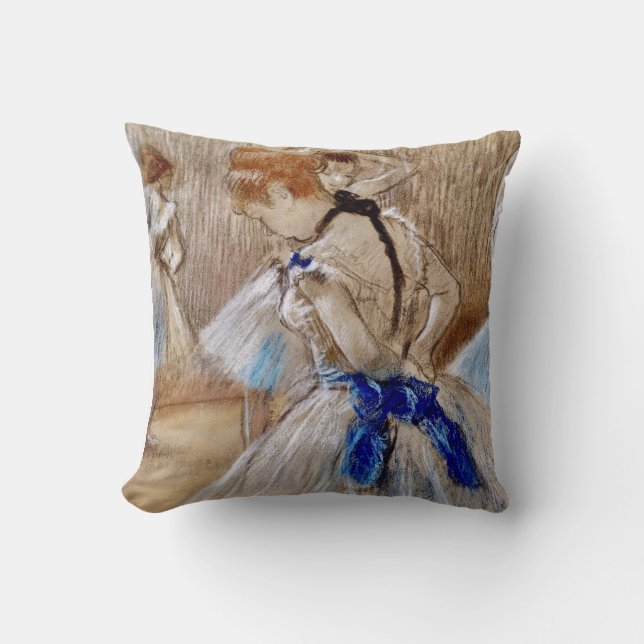 Degas Dancer With Blue Ribbon Cushion (Front)