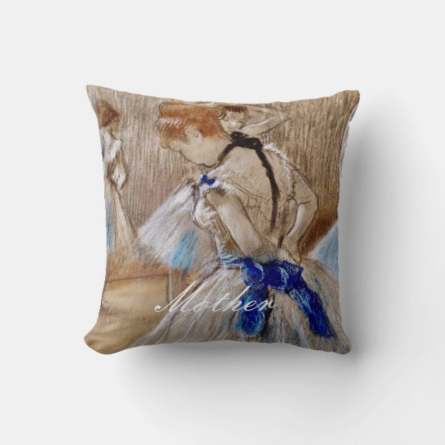 Degas Dancer With Blue Ribbon Cushion (Front)