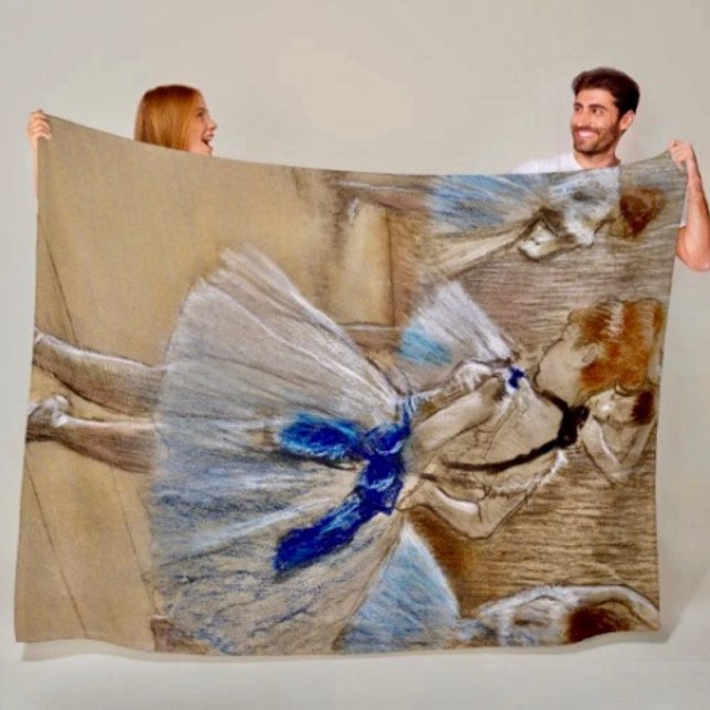Degas Dancer with Blue Ribbon   Fleece Blanket (Fleece  blanket - soft and colourful available  in 3 different sizes.)