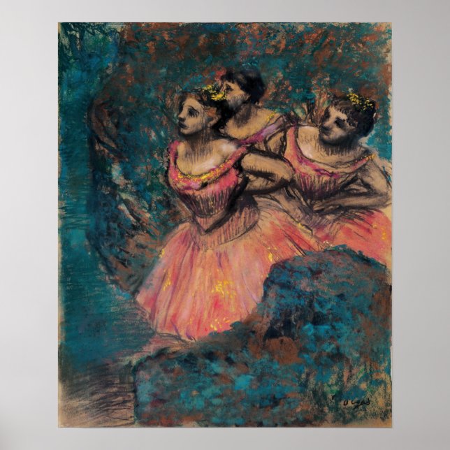 Degas - Three Dancers In Red Costume Poster (Front)
