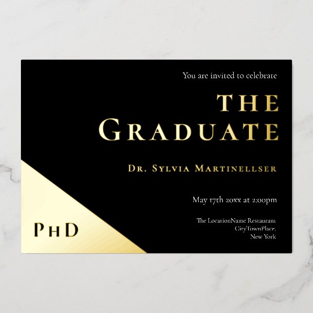  Degree Gold Black PhD Graduation Party (Front)