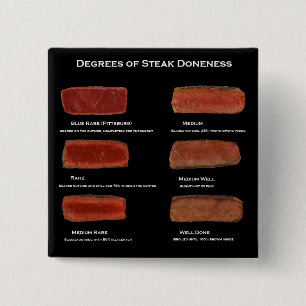 Degrees of Steak Doneness (restaurant info button) 15 Cm Square Badge