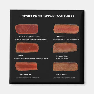 Degrees of Steak Doneness (restaurant info magnet) Magnet