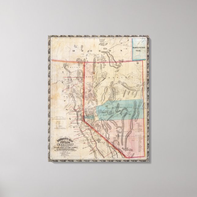 DeGroot's Map of Nevada Territory Canvas Print (Front)