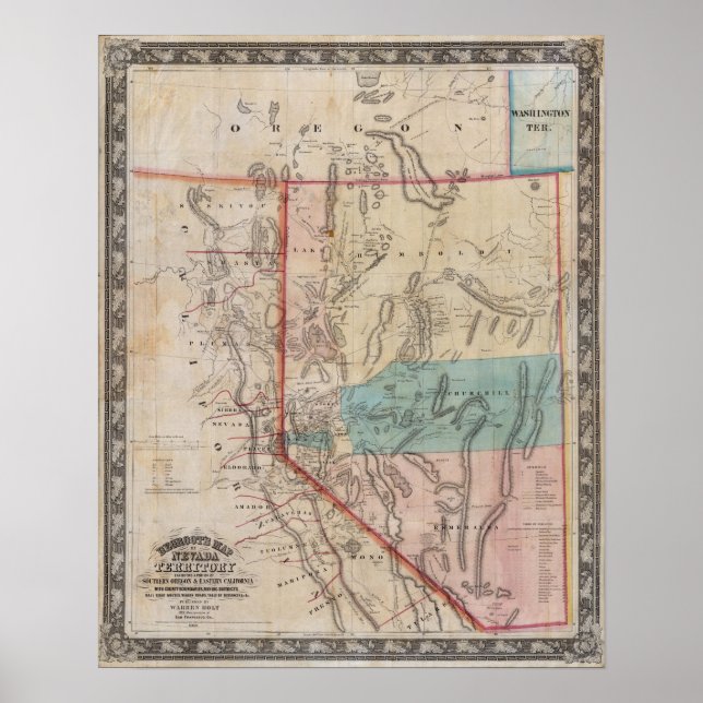 DeGroot's Map of Nevada Territory Poster (Front)