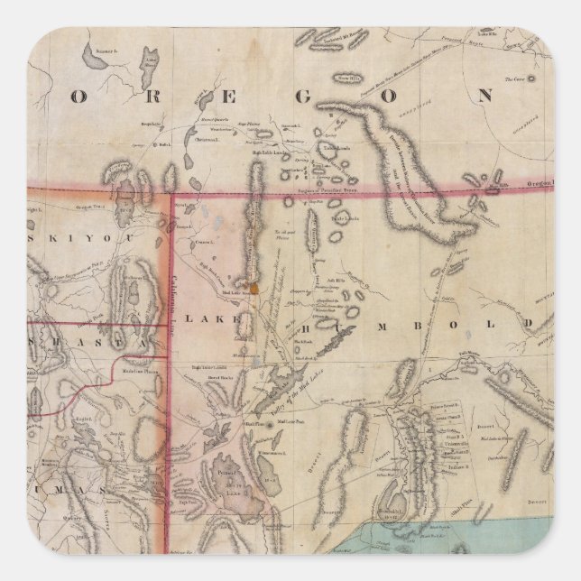 DeGroot's Map of Nevada Territory Square Sticker (Front)