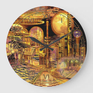 Dehiscence  Futuristic City Large Clock