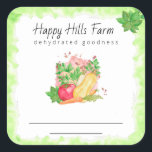 *~* Dehydrated Veggie Vegetables  Square Sticker<br><div class="desc">Energetically Enhanced Labels / Stickers for your canning DEHYDRATED FOOD mason jars. There are 2 lines for writing the name of the Veggie / Vegetable for your homestead Farm Farmer Farmer Market Canning or Dehydration efforts. ** Watercolor Basil , Tomato Tomatoes Squash and Carrots *** CONTACT ME IF YOU NEED...</div>