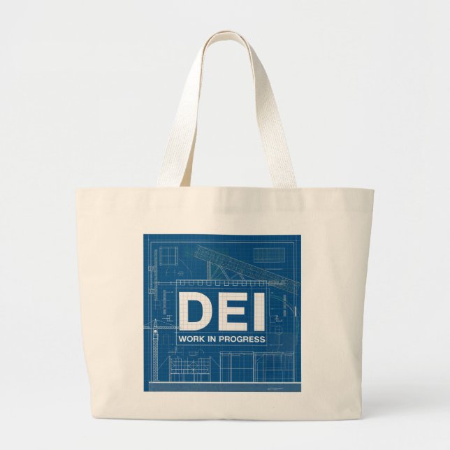 DEI Work Blueprint Technical Drawing Tote Bag (Front)