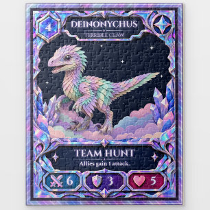 Deinonychus Dinosaur, Rainbow Foil Art Jigsaw Puzzle