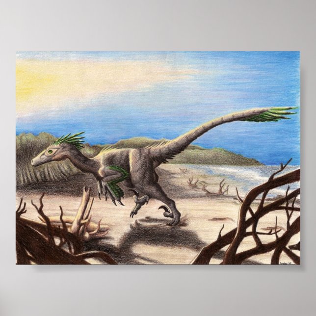 Deinonychus on the Beach Print (Front)