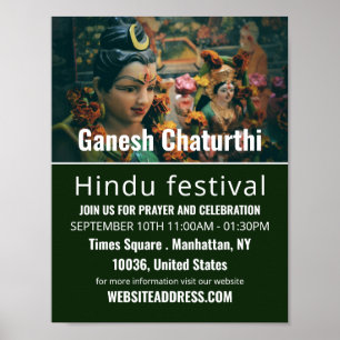 Deity God Statue, Hindu Event Advertising Poster