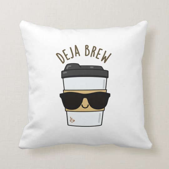 Deja Brew Cute Coffee Pun Cushion | Zazzle.co.uk