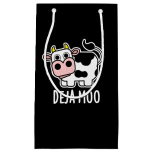 Deja Moo Funny Cow Pun Dark BG Small Gift Bag