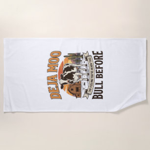 Deja Moo Funny Cow Western Vintage Shirt Design_1 Beach Towel