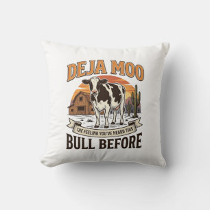 Deja Moo Funny Cow Western Vintage Shirt Design_1 Cushion
