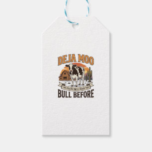 Deja Moo Funny Cow Western Vintage Shirt Design_1 Gift Tags
