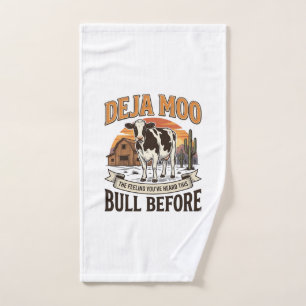 Deja Moo Funny Cow Western Vintage Shirt Design_1 Hand Towel