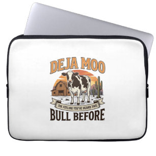 Deja Moo Funny Cow Western Vintage Shirt Design_1 Laptop Sleeve
