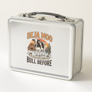 Deja Moo Funny Cow Western Vintage Shirt Design_1 Metal Lunch Box