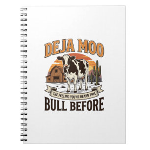 Deja Moo Funny Cow Western Vintage Shirt Design_1 Notebook
